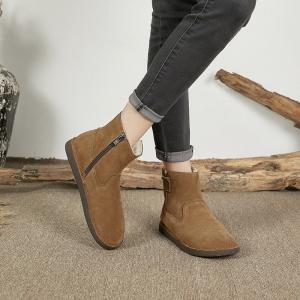 Side Zip Classic Suede Snow Boots Fur Lined Flat Ankle Boots