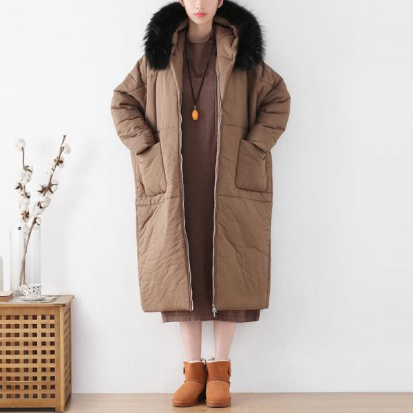 Straight Pockets Fur Hooded Bubble Coat Quilted Classic Puffer Coat