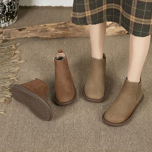 Winter Fashion Leather Chelsea Boots Warm Slip-On Footwear