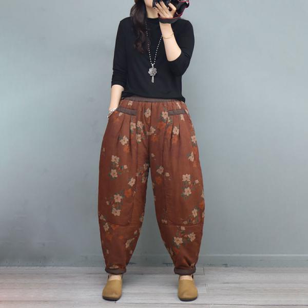 Cotton Linen Floral Pants Ethnic Floral Trousers