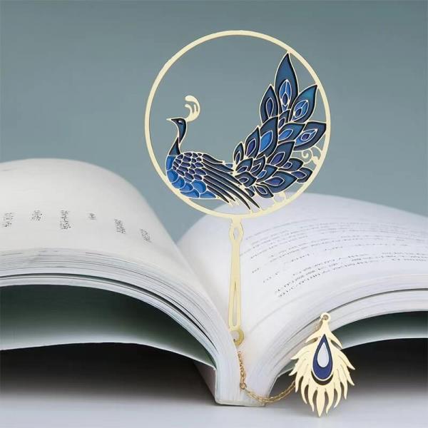 Chinese Traditional Metallic Peacock Bookmark Sets