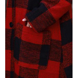 Red Checkered Blanket Coat Large Size Hooded Coat