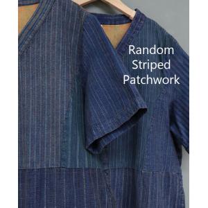 Chinese Folk Blue Striped Romper Tied Wide Leg Short Jumpsuits