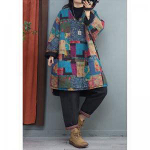 Oriental Fashion Cotton Linen Quilted Tunic Plus Size Patchwork Top
