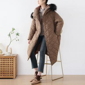 Detachable Fur Collar Long Coat Front Zip Quilted Puffer