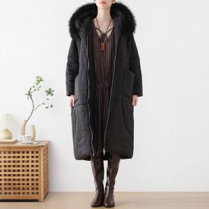 Straight Pockets Fur Hooded Bubble Coat Quilted Classic Puffer Coat