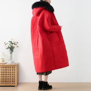 Straight Pockets Fur Hooded Bubble Coat Quilted Classic Puffer Coat