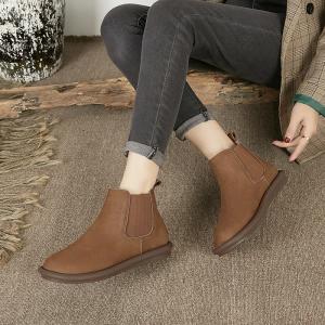 Winter Fashion Leather Chelsea Boots Warm Slip-On Footwear