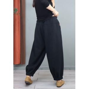 Casual Cotton Sweat Pants Plain Fleeced Plus Size Pants