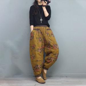 Cotton Linen Floral Pants Ethnic Floral Trousers