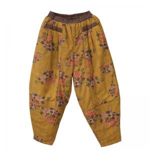 Cotton Linen Floral Pants Ethnic Floral Trousers