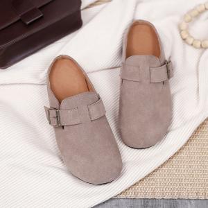 Spring Style Suede Flats Leather Slip-On Slippers