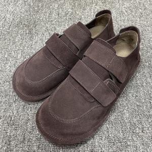 Hook and Loop Suede Flats Casual Comfy Coffee Shoes