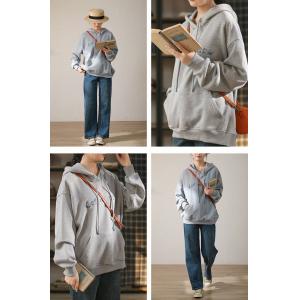 Stereo Letters Fleeced Hoodie Womens Oversized Cotton Hoodie