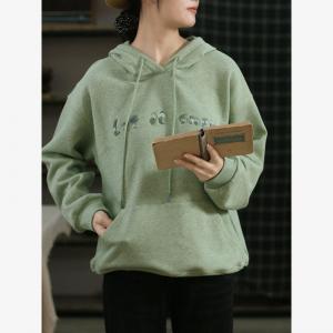 Stereo Letters Fleeced Hoodie Womens Oversized Cotton Hoodie