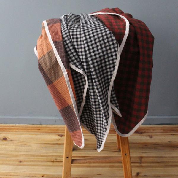 Cotton Linen Classic Tartan Short Scarf