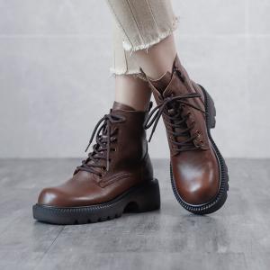 Chunky Heels Martin Boots Womens Lace Up Classic Boots