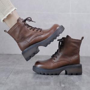 Chunky Heels Martin Boots Womens Lace Up Classic Boots