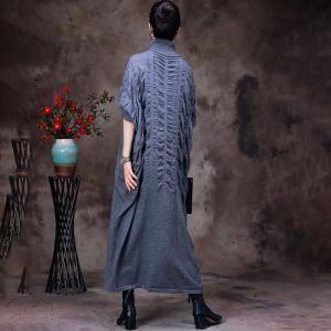 Solid Color Knit Pleated Dress Woolen Sweater Turtleneck Dress