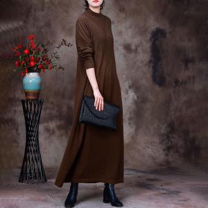 Minimalist Fashion Wool Sweater Dress Soft Mock Neck Dress