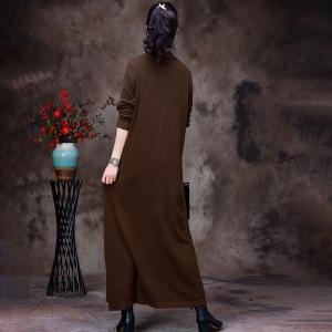 Minimalist Fashion Wool Sweater Dress Soft Mock Neck Dress