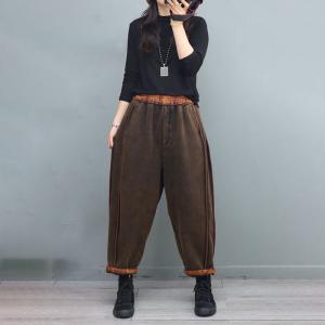 Casual Style Fleeced Sweat Pants Womens Cotton Pants