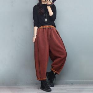 Casual Style Fleeced Sweat Pants Womens Cotton Pants