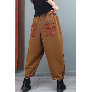 Casual Style Fleeced Sweat Pants Womens Cotton Pants