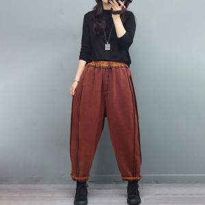 Casual Style Fleeced Sweat Pants Womens Cotton Pants