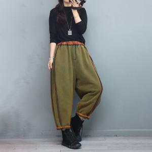 Casual Style Fleeced Sweat Pants Womens Cotton Pants