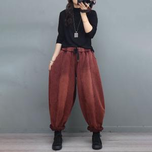 Stone Wash Cotton Plus Size Pants Fleeced Winter Sweat Pants