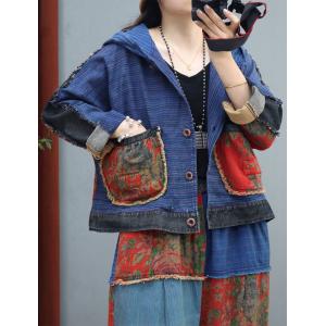 Chinese Fashion Hooded Jacket with Patchwork Printed Pants