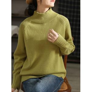 High Collar Pastel Sweater Wool Blend Oversized Sweater