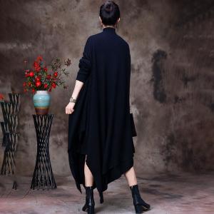 Asymmetrical Designer Cardigan Wool Blend Elegant Coat