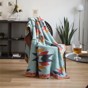Modern Style Blue Patterned Blanket Full Size Graphic Throw
