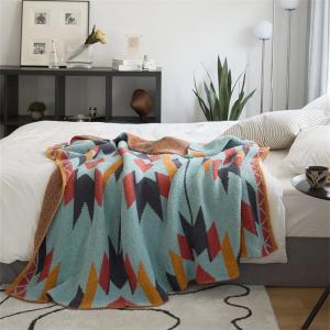 Modern Style Blue Patterned Blanket Full Size Graphic Throw