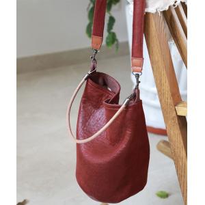 Wine Red Leather Bucket Bag Cute Small Shoulder Bag