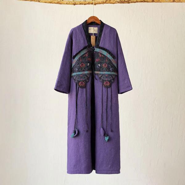 Embroidery Dress Coat Tassel Pankou Purple Long Kimono