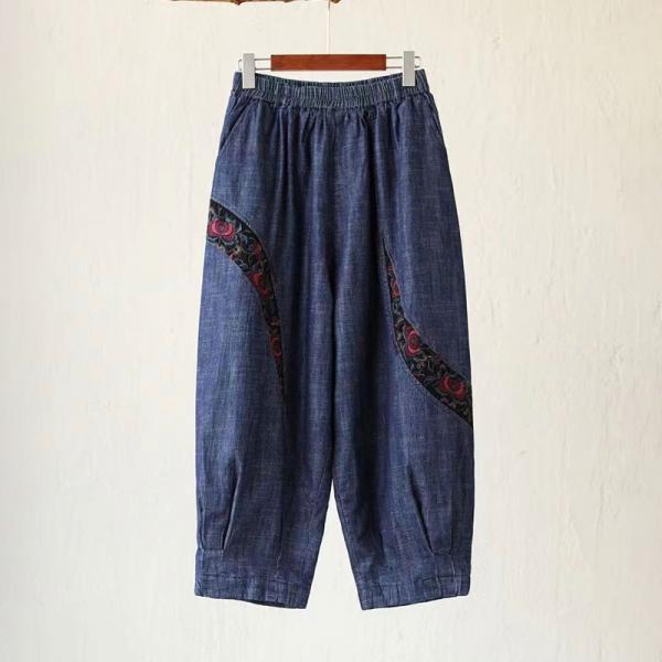 Folk Style Embroidered Jeans Womens Baggy Jeans