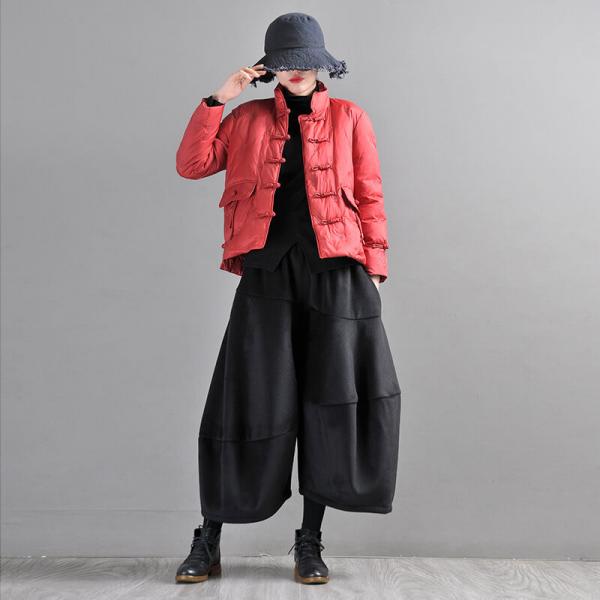 Chinese Pankou Duck Down Coat Vintage Short Embroidery Coat