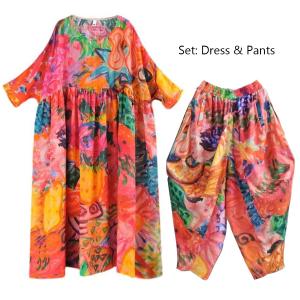 Summer Beach Printed Tunic Dress Plus Size Ramie Graffiti Dress