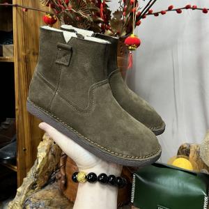 Side Zip Classic Suede Snow Boots Fur Lined Flat Ankle Boots