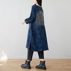 Pankou Button Chinese Jean Dress Stone Wash Modern Qipao Dress