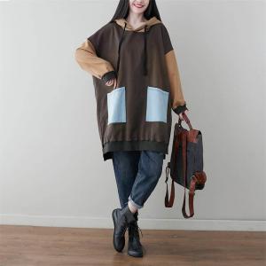 Contrast Colors Cotton Hoodie Plus Size Casual Hoodie