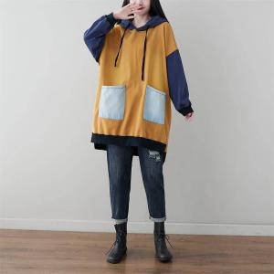 Contrast Colors Cotton Hoodie Plus Size Casual Hoodie