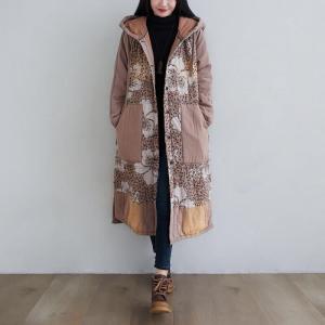 Long Peony Hooded Coat Winter Plus Size Quilted Puffer