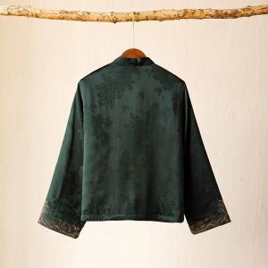 Pankou Quilted Embroidery Coat Ethnic Green Jacket