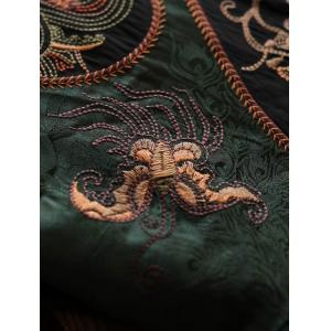Pankou Quilted Embroidery Coat Ethnic Green Jacket