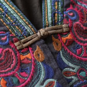 Multi-Colored Linen Jacket Embroidery Modern Kimono