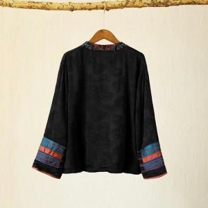 Chinese Embroidery Jacket Pankou Black Short Coat